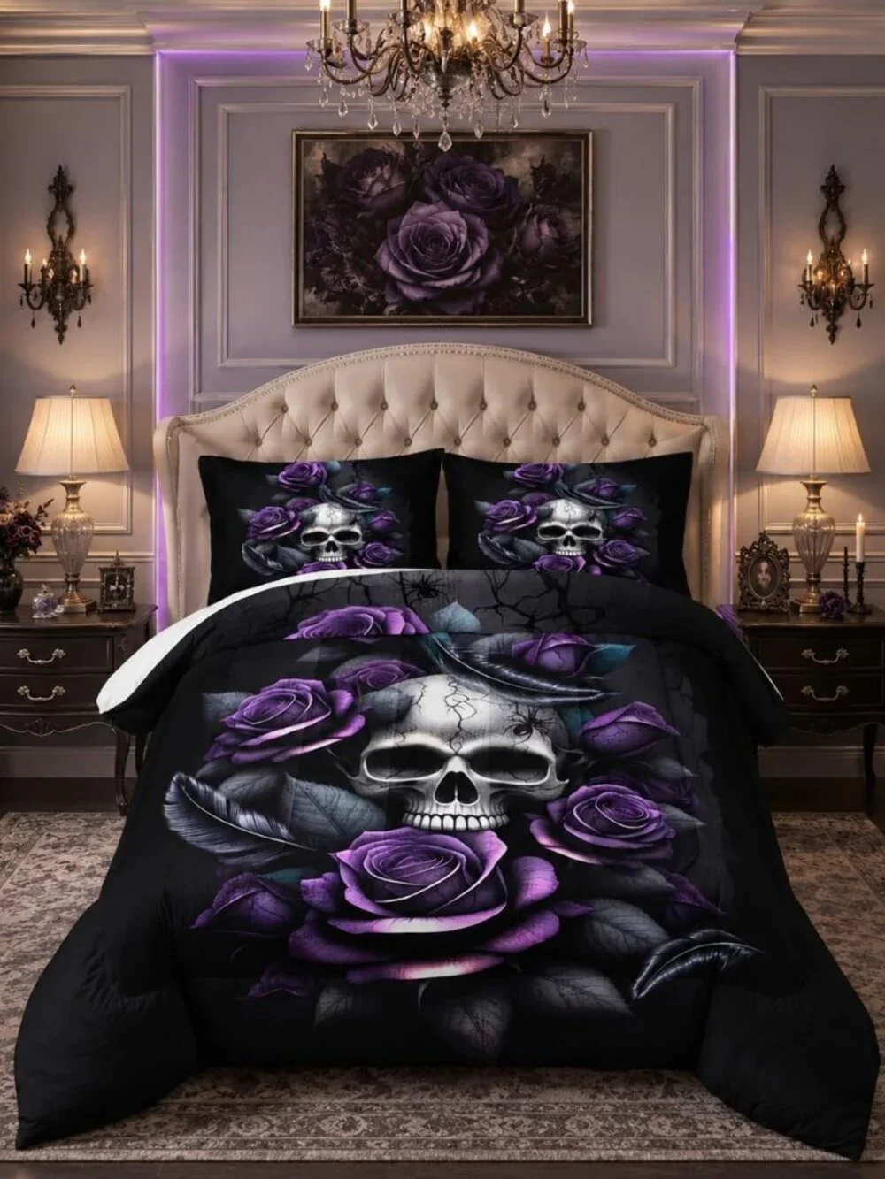 Death Skull Heads Full Size Comforter Sets with 2 Pillowcases. | Horror Themed G